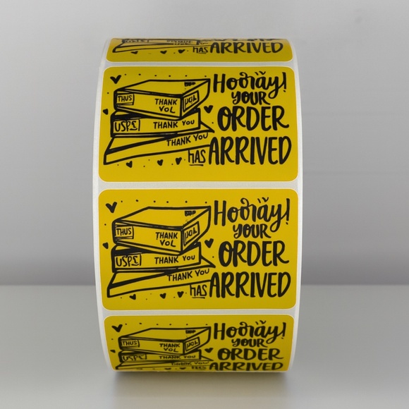 Hooray Your Order Has Arrived Stickers | Yellow Cute Packaging Labels - Picture 2 of 11
